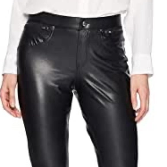 HUE Pants - NWT HUE Leatherette Leggings U17979 Black SZ S Faux Leather Stretch